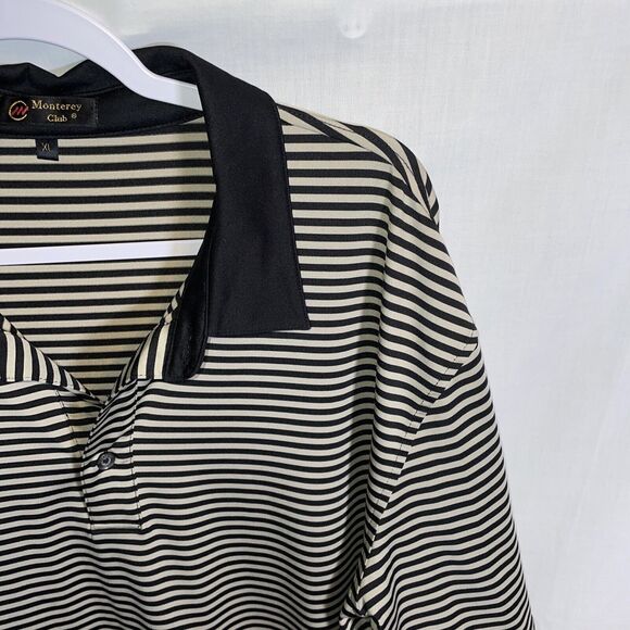 Monterey Club Golf Polo Shirt Men’s Size XL Black Striped Short Sleeve Button - Picture 4 of 12